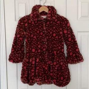 Girls Patterned Faux Fur Dress Coat Size: 6x